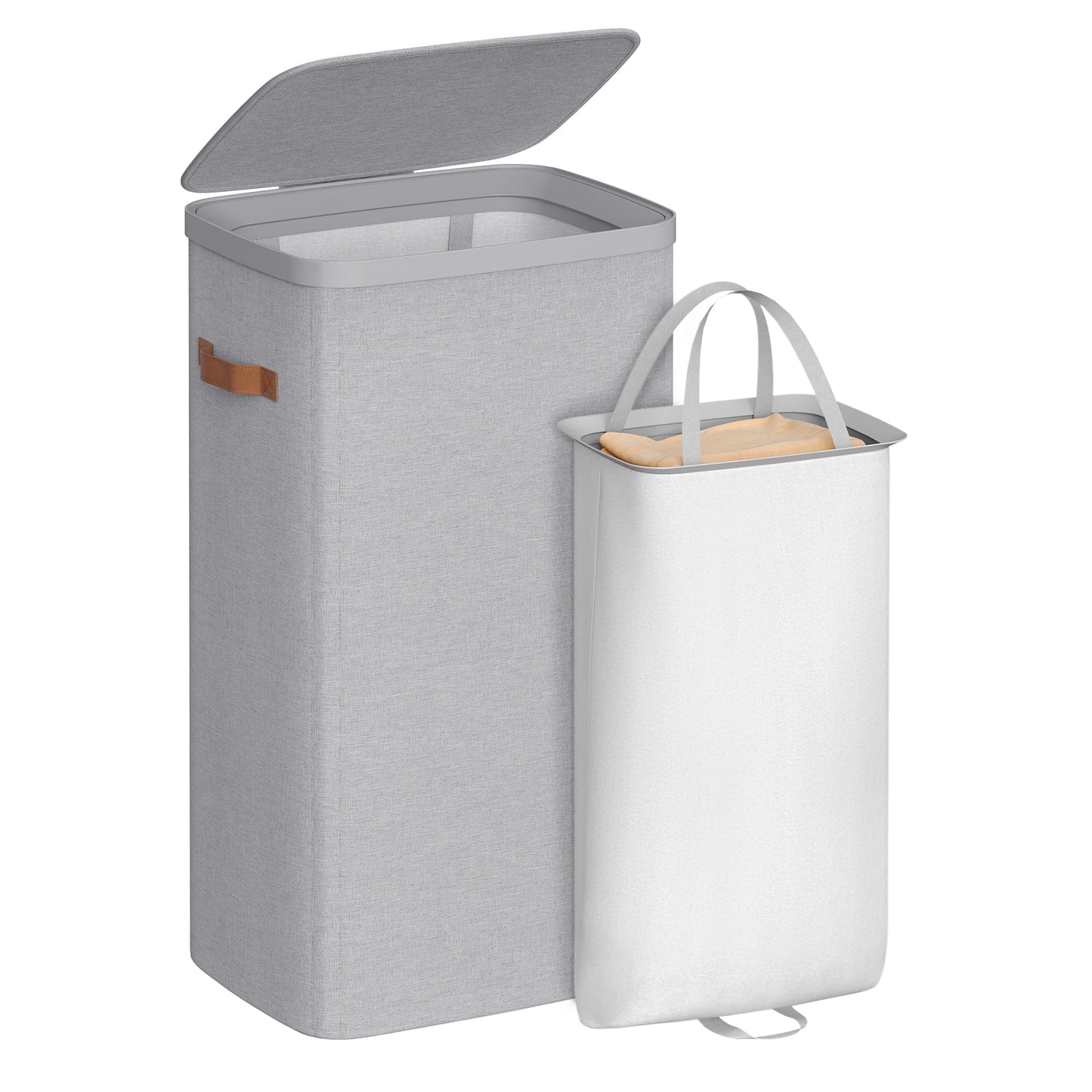 SONGMICS Laundry Basket, 26.4 Gal. Laundry Hamper, Easy Assembly, with Lid and Handles, Removable