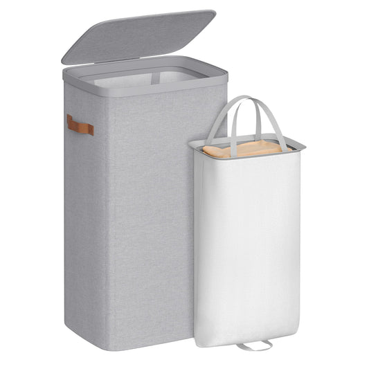 SONGMICS Laundry Basket, 26.4 Gal. Laundry Hamper, Easy Assembly, with Lid and Handles, Removable