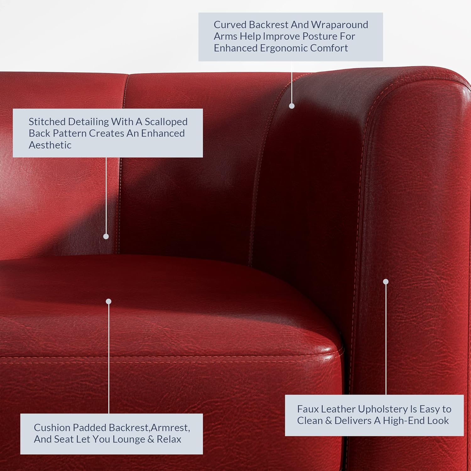 BELLEZE Accent Barrel Chair, Linen Round Chair Club Tub Sofa Corner Chair with Flared Legs and Cozy