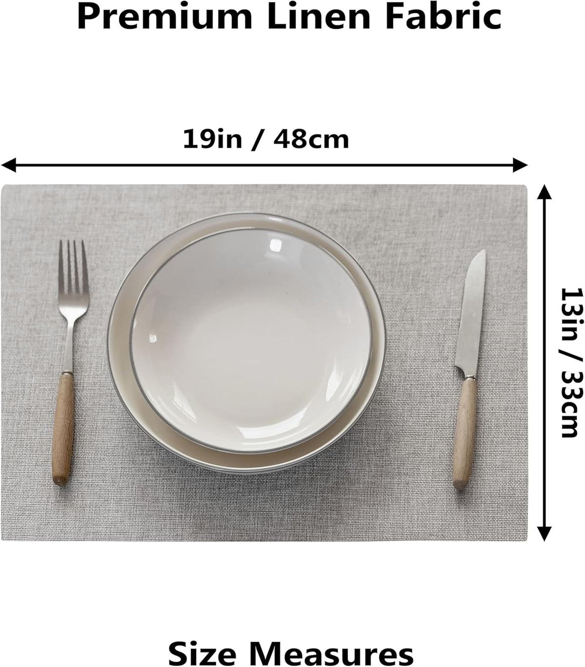 Demetex Placemats Set of 4 Grey Heat Resistant Linen Place Mats for Kitchen Washable Farmhouse