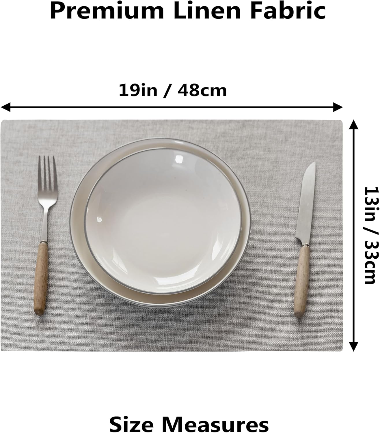 Demetex Placemats Set of 4 Grey Heat Resistant Linen Place Mats for Kitchen Washable Farmhouse