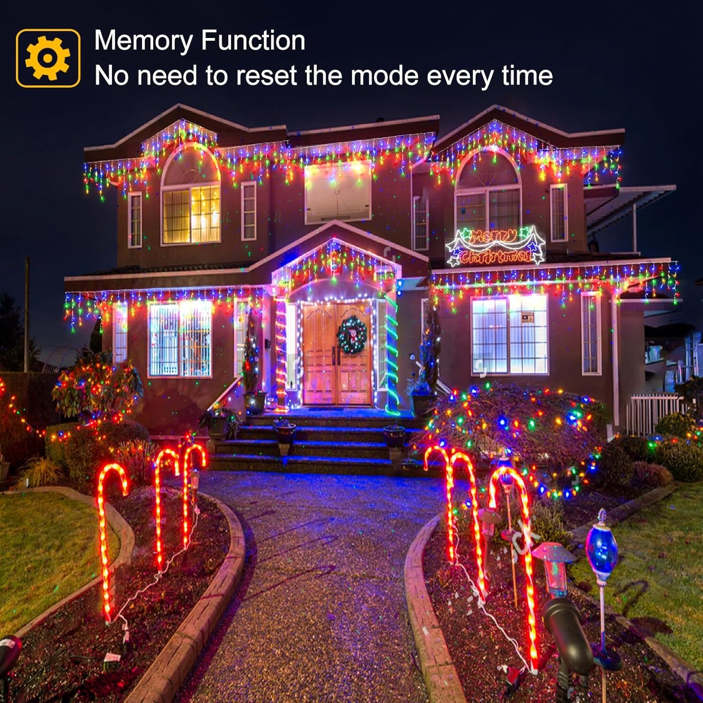 99ft Colored Christmas Lights Outdoor, 1216 LED Icicle Lights for Outside House with Clear Wire 8