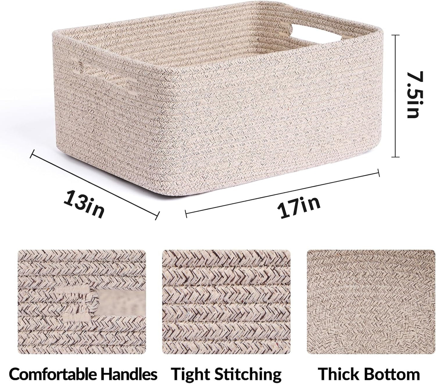 Large Storage Baskets for Shelves, Closet Organizers Bins for Clothes Blanket Towels, Baby Nursery