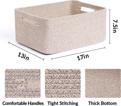Large Storage Baskets for Shelves, Closet Organizers Bins for Clothes Blanket Towels, Baby Nursery