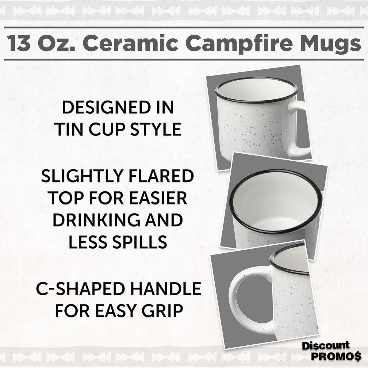 DISCOUNT PROMOS Ceramic Campfire Coffee Mugs 13 oz. Set of 10, Bulk Pack - Perfect for Tea