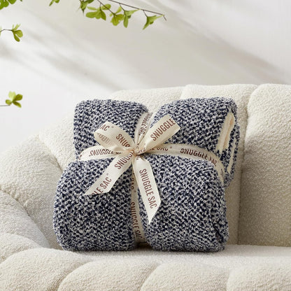 Snuggle Sac Heather Navy Twin Size Blankets, Super Soft Microfiber, Warm Cozy Knit Fuzzy Plush