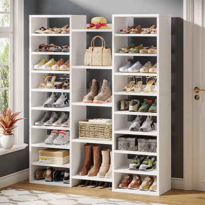 Tribesigns 14-Tier Shoe Cabinet, 59" Tall White Storage Organizer
