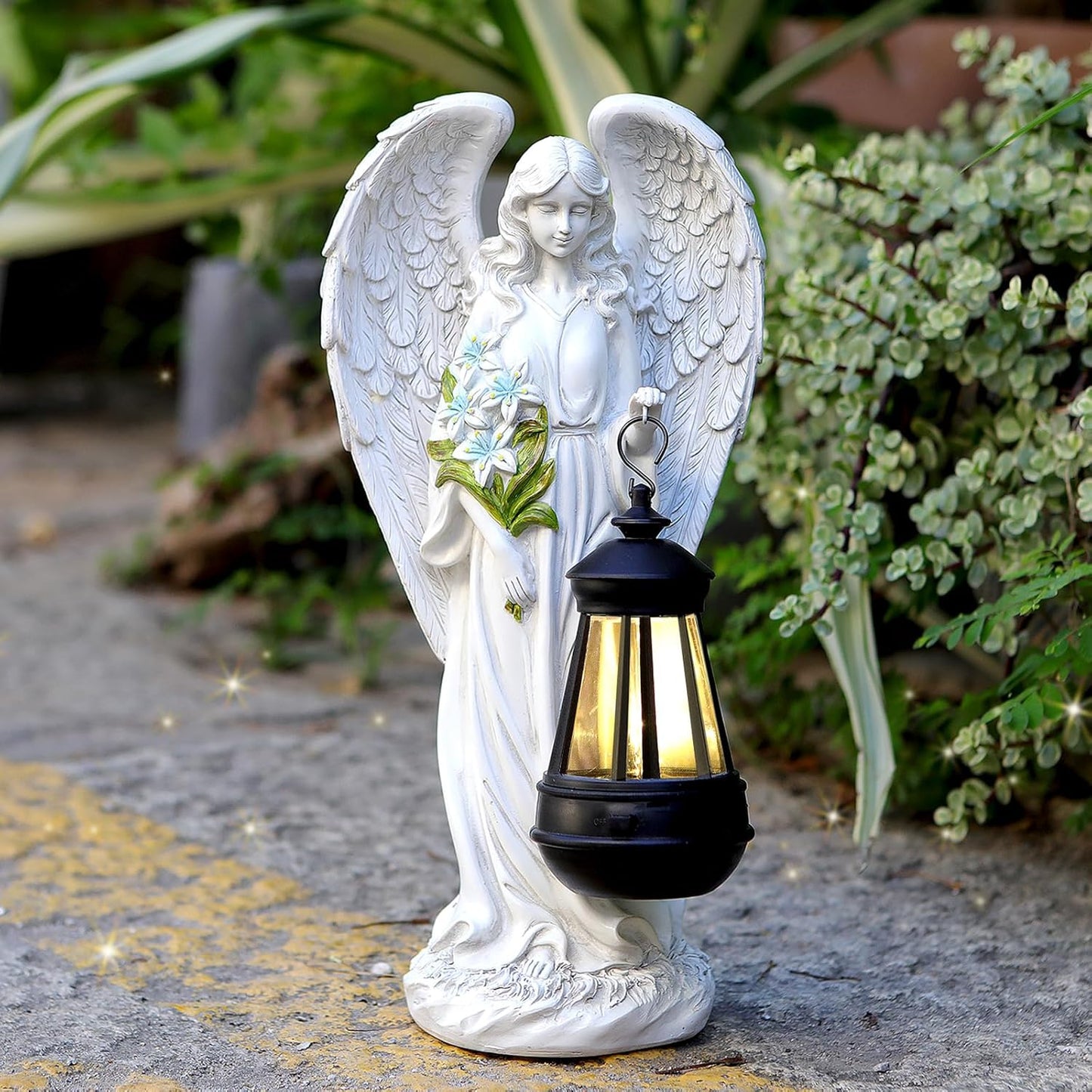 Solar Angel Outdoor Garden Decor Statues – 13.2 inches Solar Outdoor Sculptures for Outside Yard