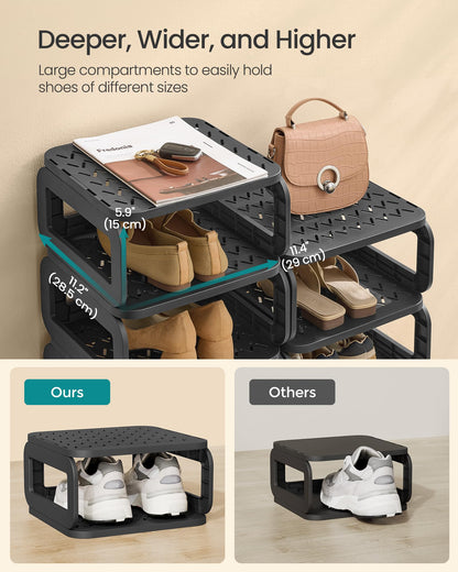 SONGMICS Shoe Rack, Shoe Organizer, 12 Shelves, Shoe Storage, Narrow Shoe Shelf, Open Shelf for