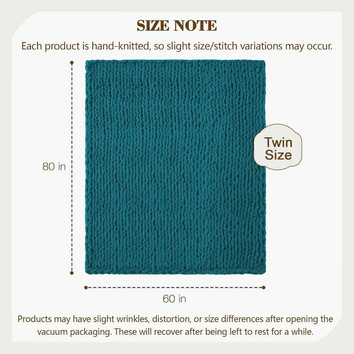 Carriediosa Chunky Knit Throw Blanket 60" X 80" Twin, 100% Hand Made Large Chenille Loop Yarn Soft