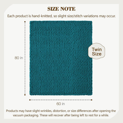 Carriediosa Chunky Knit Throw Blanket 60" X 80" Twin, 100% Hand Made Large Chenille Loop Yarn Soft