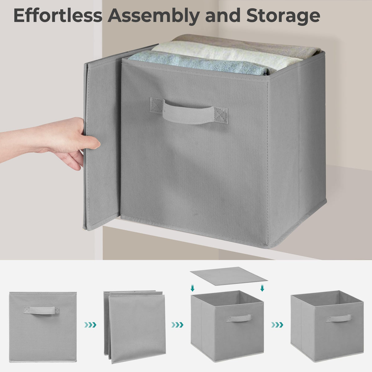 STORAGEIDEAS 11x11 Inch Storage Bins Cubes, Fabric Foldable Storage Box, Collapsible Closet