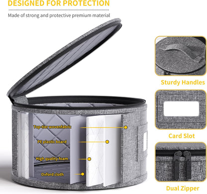 YearningHome China Storage Containers,Hard Shell Box with Felt Dividers for