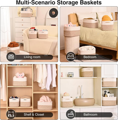 Storage Baskets for Shelves, Woven Storage Basket, Bins for Cube Storage, Cotton Rope Basket with