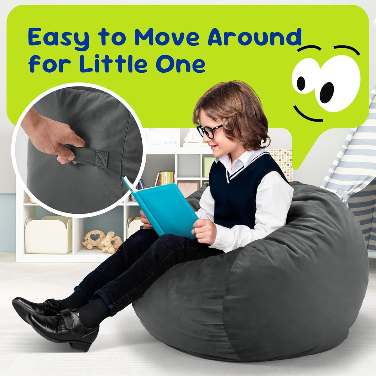 Hobestluk Bean Bag Chairs 2.5FT Bean Bag Chair with Memory Foam Filled & Machine Washable