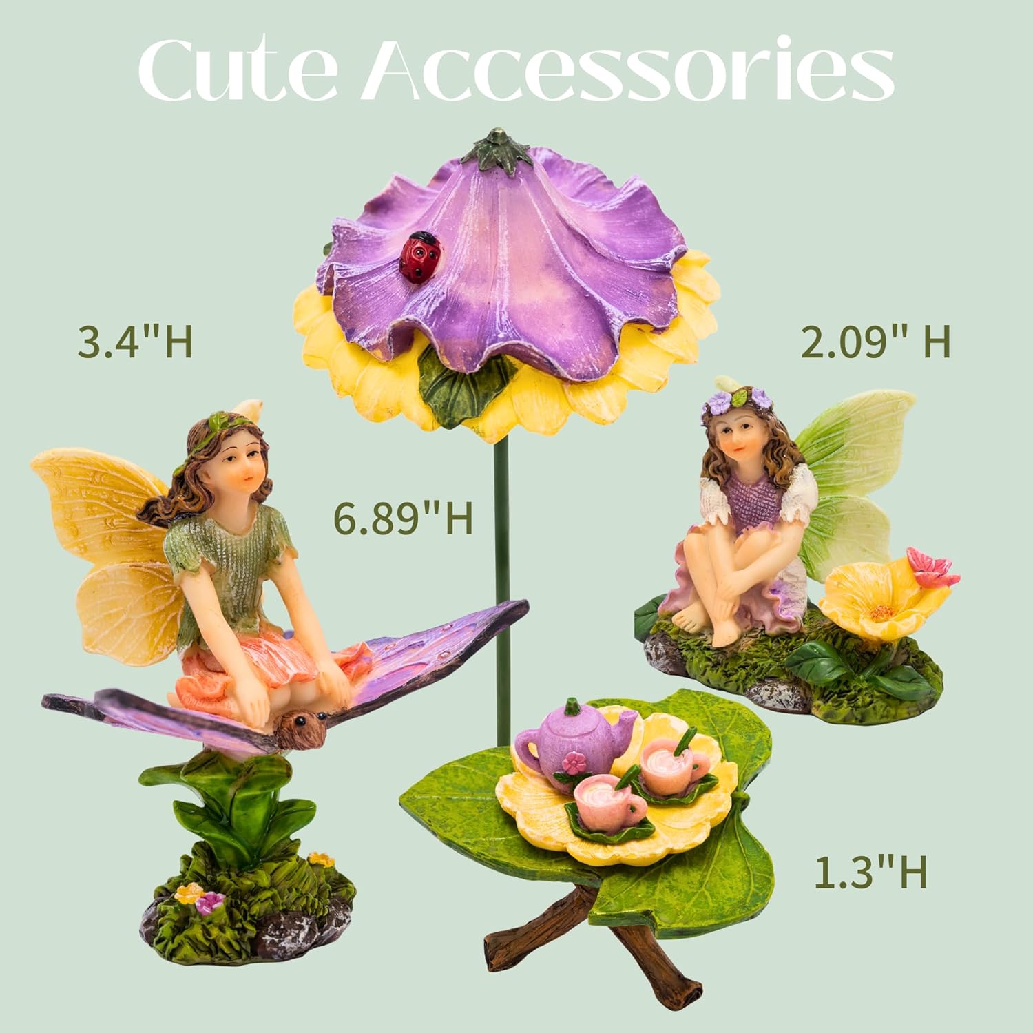PRETMANNS Fairy Garden Accessories - Adorable Fairies for Gardens, Cute Miniatures with Furniture