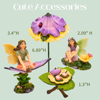 PRETMANNS Fairy Garden Accessories - Adorable Fairies for Gardens, Cute Miniatures with Furniture