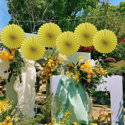 Yellow Party Decorations,Paper Decorations for Party,Lemon Decorations Party Paper Fans Bulk