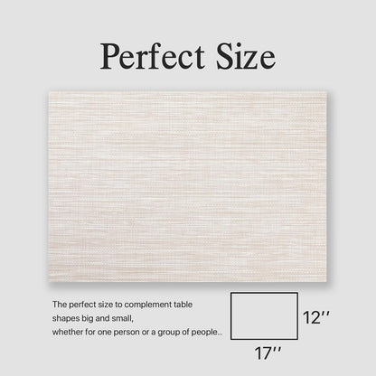 Placemats Set of 4 - Easy Clean Woven Vinyl Placemats for Dining Table, Indoor/Outdoor Place Mats