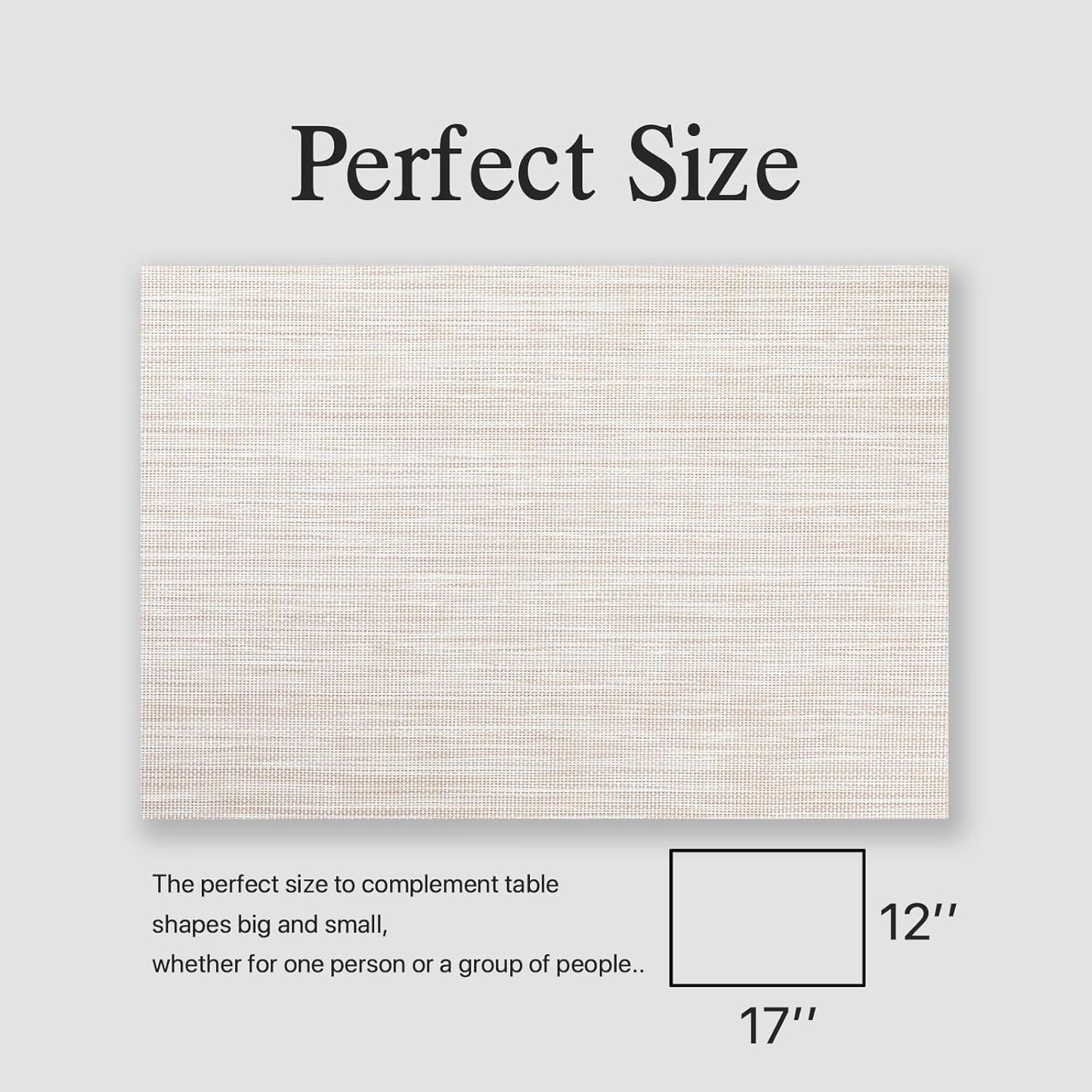 Placemats Set of 8 - Easy Clean Woven Vinyl Placemats for Dining Table, Indoor/Outdoor Place Mats