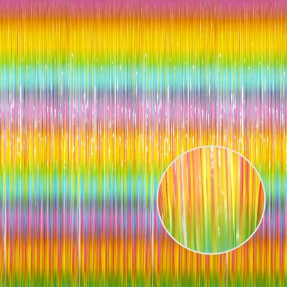 GOER 3.2 ft x 8.2 ft Metallic Tinsel Foil Fringe Curtains Party Photo Backdrop Party Streamers for