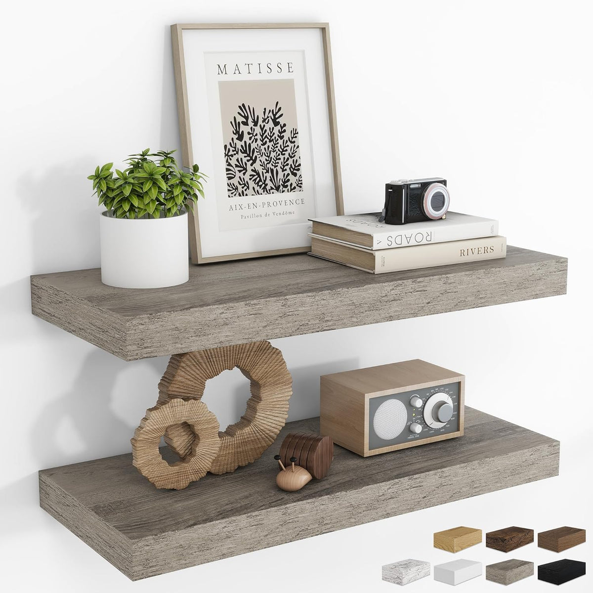 RICHFOCUS 24Inch Floating Shelves for Wall 2 Pack Shelves for Bedroom|Kitchen|Bathroom Wall Mounted