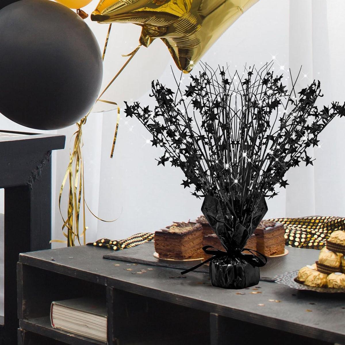 Crowye 18 Pieces Metallic Foil Spray Centerpiece Party Star Table Decoration Burst Metallic Table