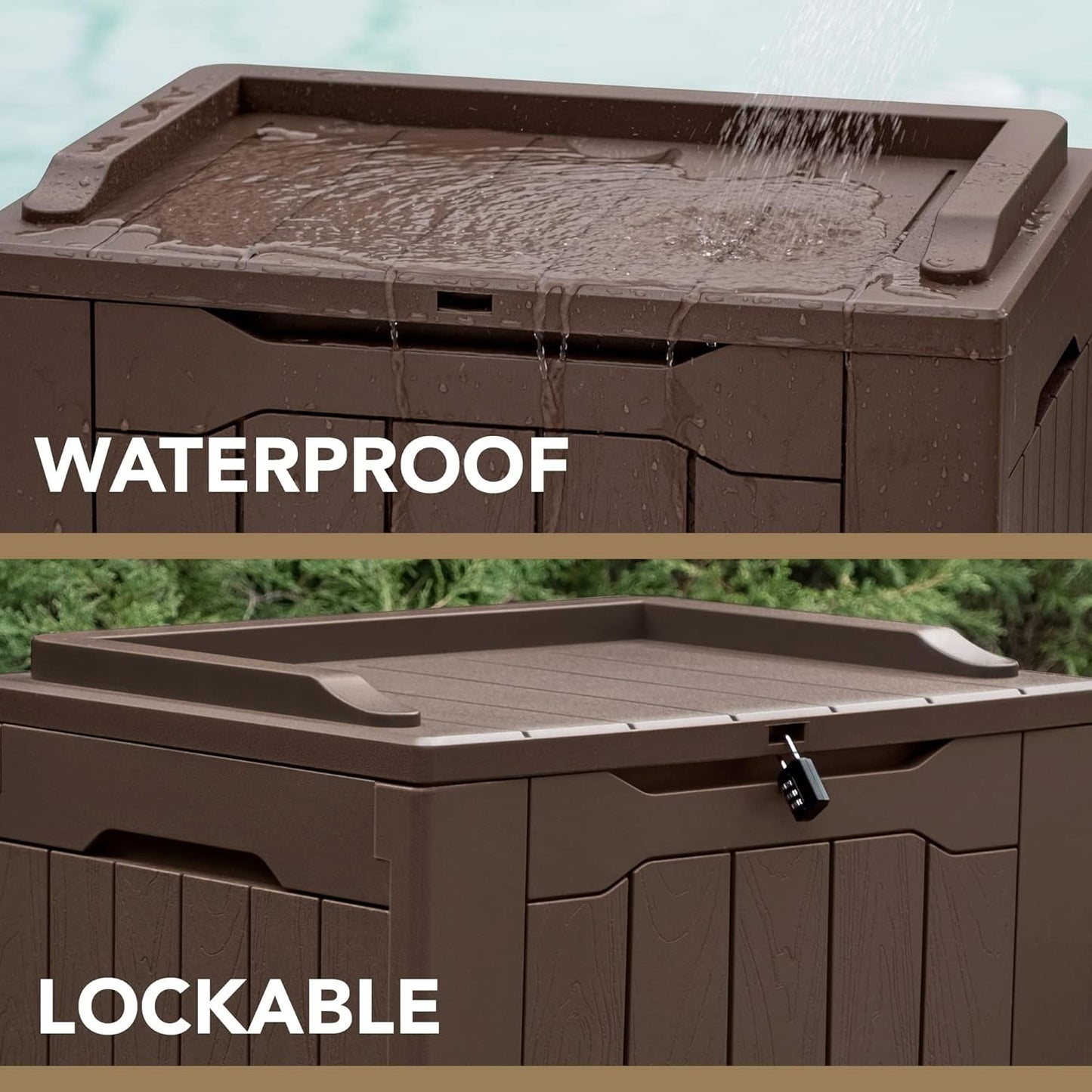 Devoko 30 Gallon Resin Deck Box Outdoor Indoor Waterproof Storage Box for Patio Furniture Pool