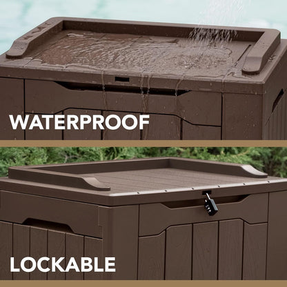 Devoko 30 Gallon Resin Deck Box Outdoor Indoor Waterproof Storage Box for Patio Furniture Pool