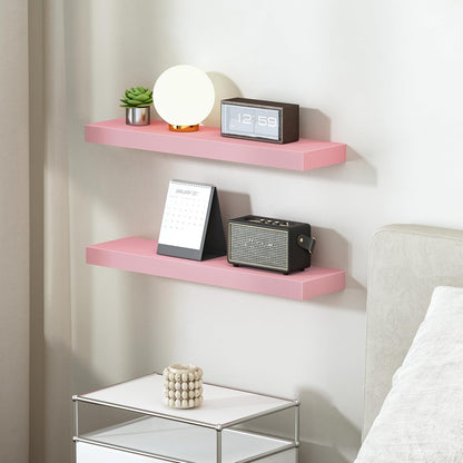 BAMEOS Pink Floating Shelves for Wall, 24" x 6" Wall Shelves for Room, Floating Book Shelves