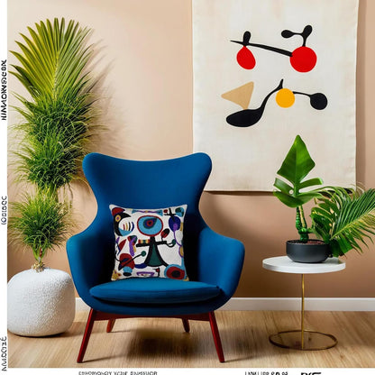 Picasso Inspired Decorative Pillow Cover Hand Embroidered Abstract Toss Pillows Farmhouse Chair
