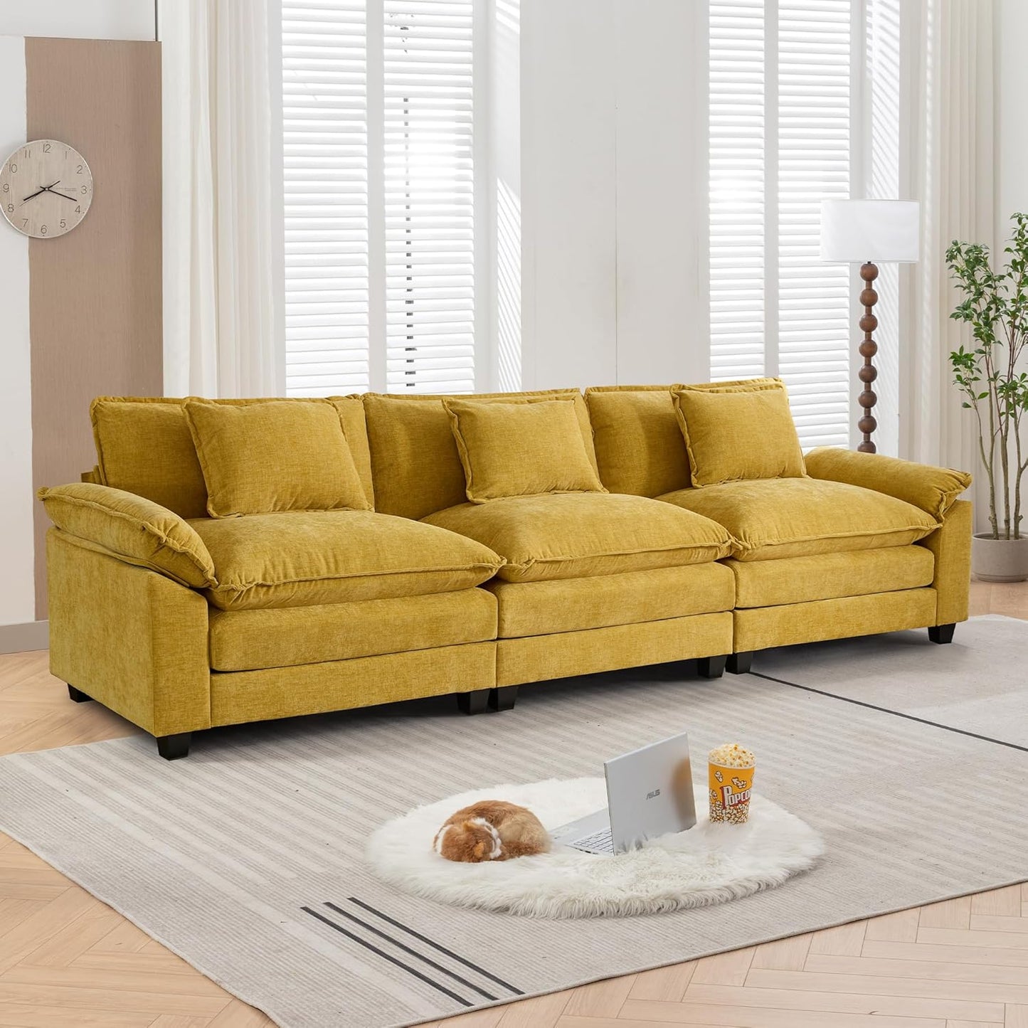 URRED Modular Sectional Sofa Comfy Cloud Couch, Modern Chenille Sofa Sleeper Deep Seat Couches with