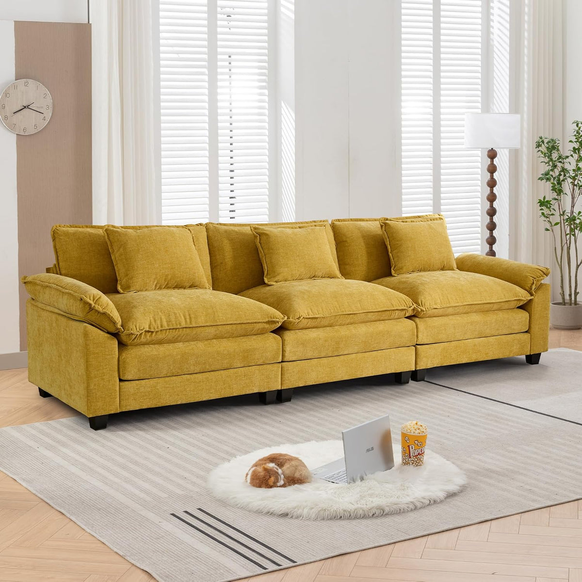 URRED Modular Sectional Sofa Comfy Cloud Couch, Modern Chenille Sofa Sleeper Deep Seat Couches with