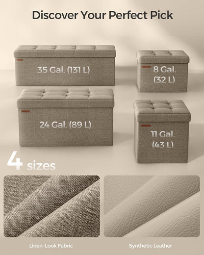 SONGMICS MAZIE Collection - 43 Inches Folding Storage Ottoman Bench, Ottoman Foot Rest, End of Bed