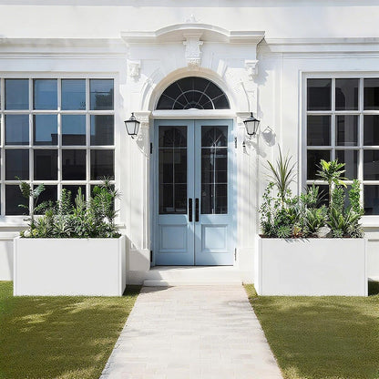 Galvanized Steel Garden Planter - White Matt Galvanized Metal Planter Box - Modern Metallic Heavy