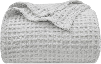 PHF Ultra Soft Waffle Weave Blanket Twin Size 66"x 90"- Washed Lightweight Breathable Cozy Woven