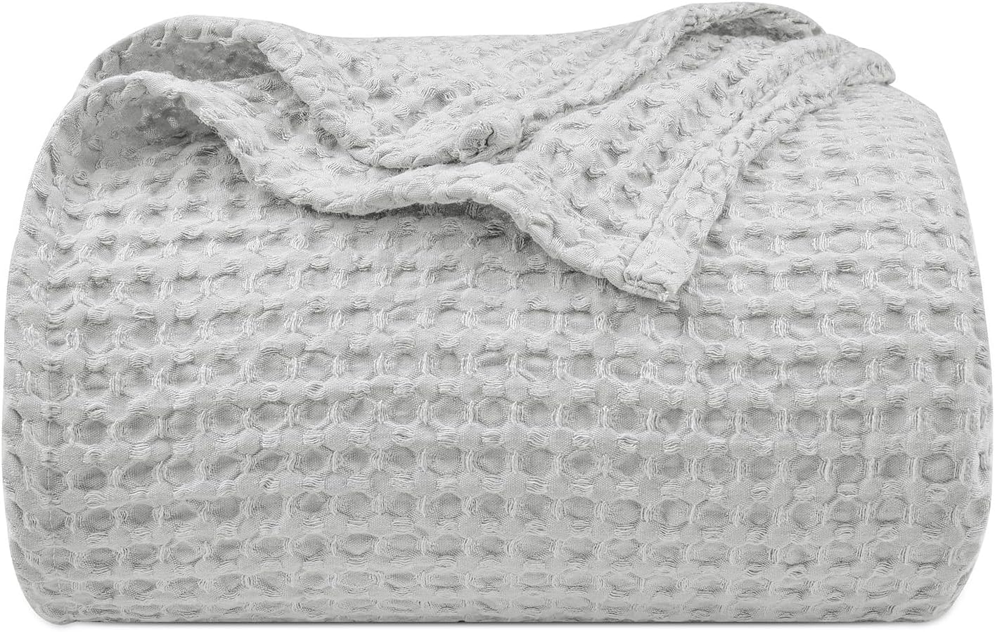 PHF Ultra Soft Waffle Weave Blanket Queen Size 90"x 90"- Washed Lightweight Breathable Cozy Woven