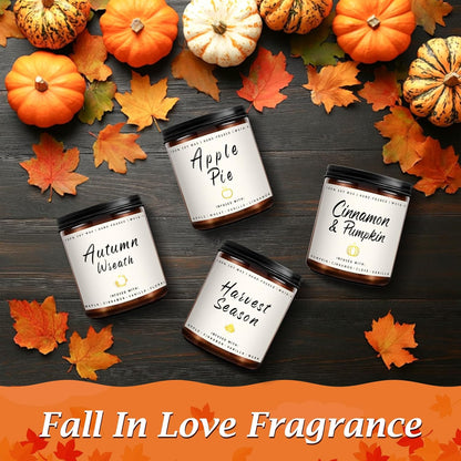 Auelife Fall Candle Set | 4 Pack Scented Candles for Home - Candle Gifts for Women Men, Soy Candles