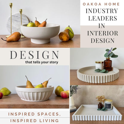 OAKOA Decorative Fruit Bowl for Kitchen Counter - Large Decorative Bowl for Home Decor - Concrete