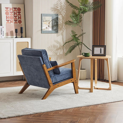 Karl home Accent Chair Wide Armrest Mid-Century Lounge Chair Chenille Armchair with Lumbar Pillow &