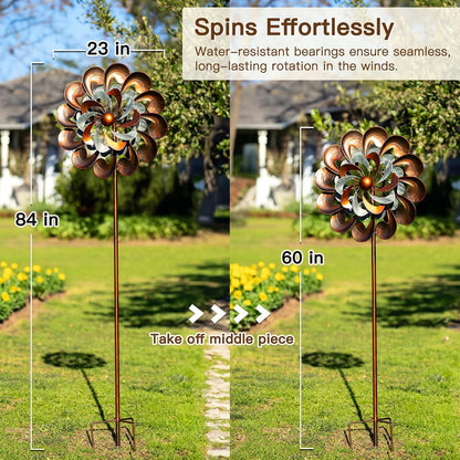 Wind Spinner Outdoor Garden Decor, Wind Spinners for Yard and Garden, 84 inch Copper Wind