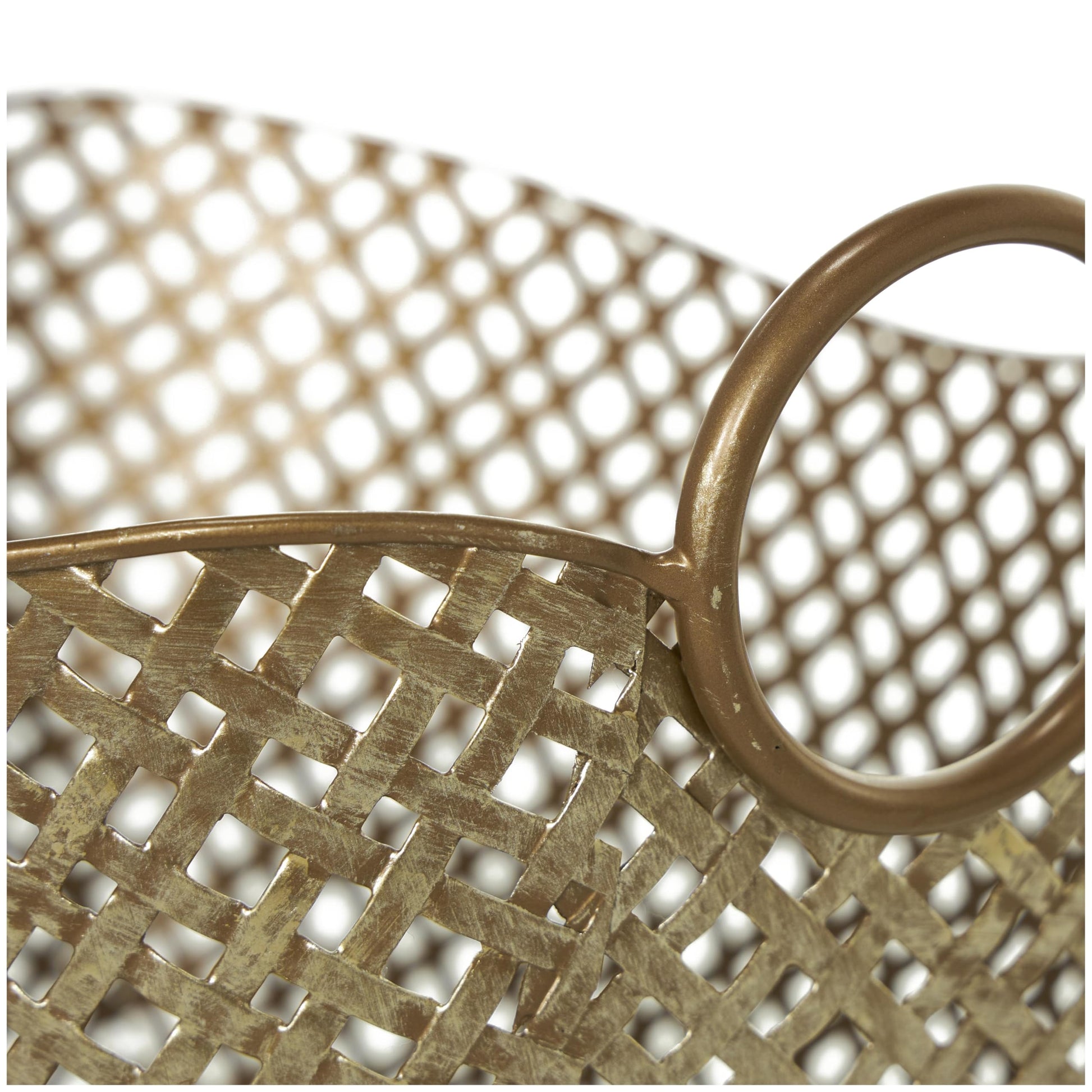 Deco 79 Metal Handmade Decorative and Functional Storage Basket Woven Inspired Basket Organizer
