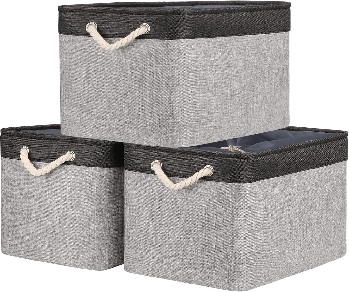 TheWarmHome Organization and Storage Basket for Shelves - 20x16x14 inch Jumbo 3 Pack Collapsible