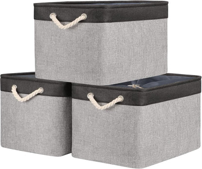 TheWarmHome Organization and Storage Basket for Shelves - 20x16x14 inch Jumbo 3 Pack Collapsible