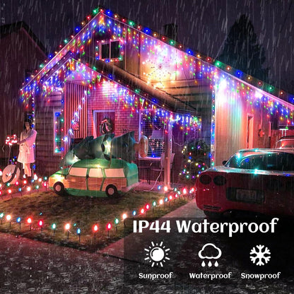 132 ft Christmas Lights -1280 LED Icicle Lights Outdoor with 240 Drops Hanging String Lights, 8