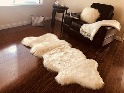 LAMBZY Faux Sheepskin Hypoallergenic Free Shape Silky Shag Rug, Luxury Shaggy Silky Plush Carpet