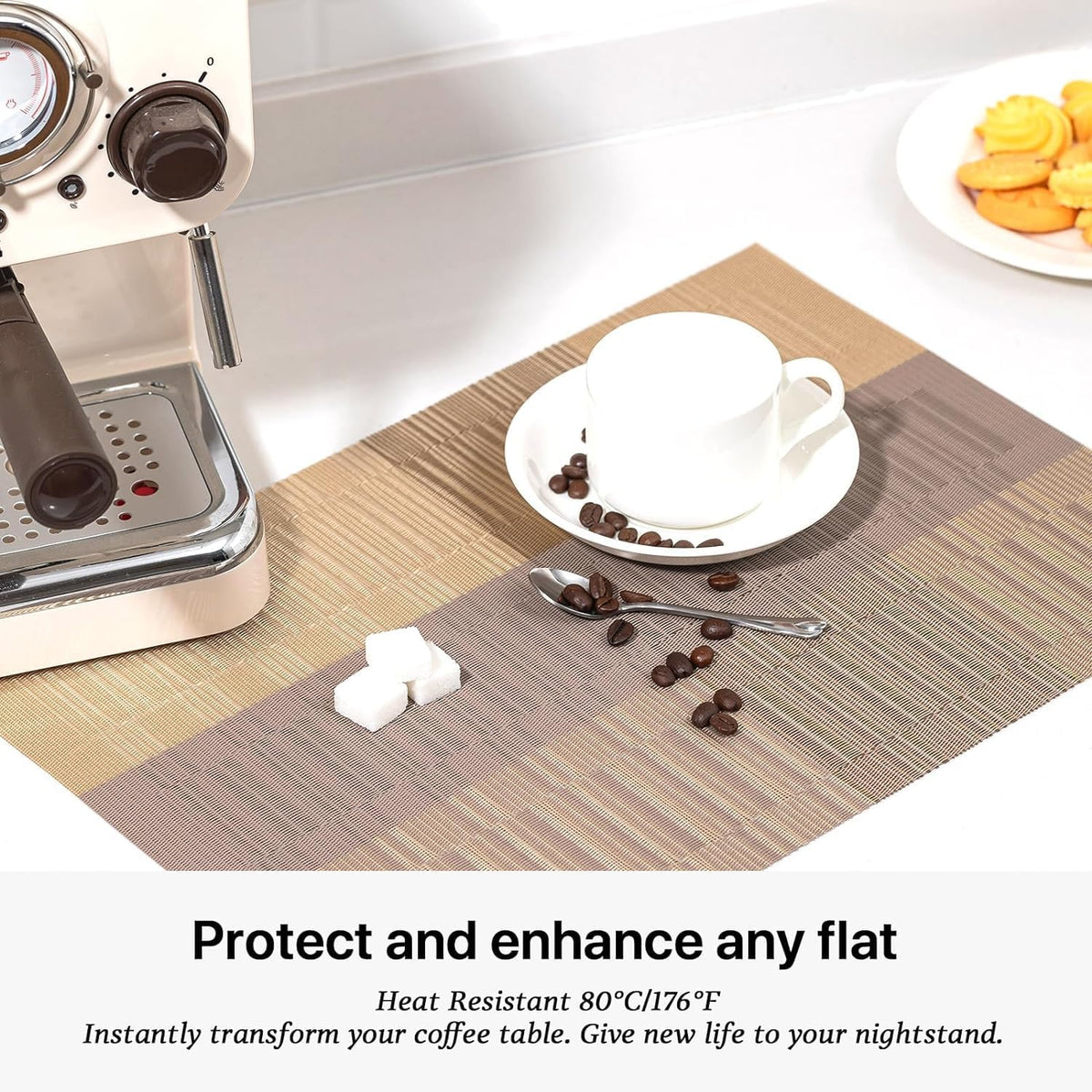 LEXMORE PlaceMats Set of 12 Vinyl/Plastic Woven Place Mats for Kitchen Table Indoor/Outdoor