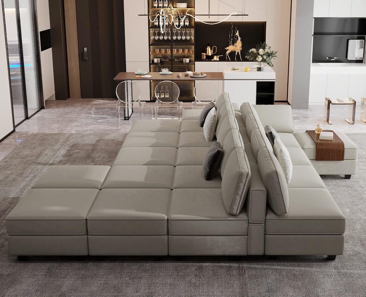 Belffin Modular Sectional Sofa with Storage Seats Velvet L Shaped Corner Couch Convertible