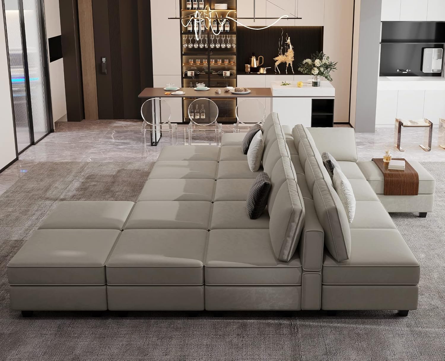 Belffin Modular Sectional Sofa with Storage Seats Velvet L Shaped Corner Couch Convertible
