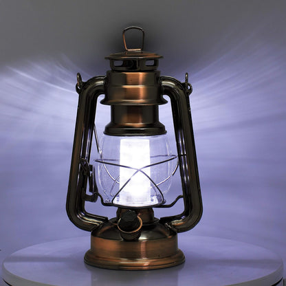 YAKii LED Vintage Lantern Metal Hanging Hurricane 12 LED Dimmer Switch Cold White Battery Operated